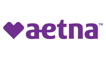 A logo featuring a purple heart followed by the word "aetna" in purple lowercase letters.