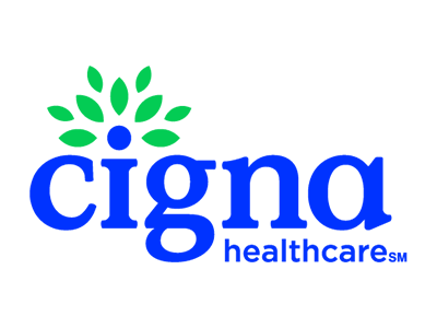 Cigna Healthcare logo with a stylized green tree and blue text.