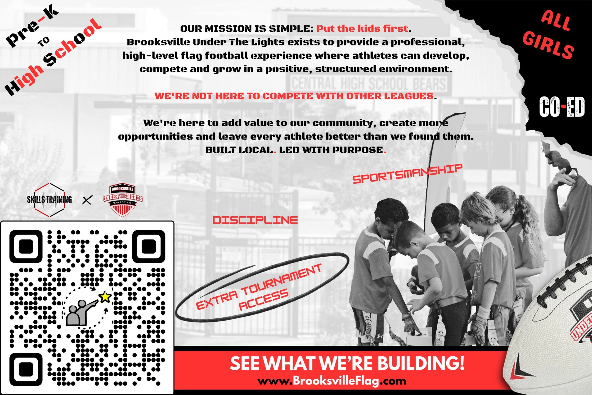 🏈 MORE THAN A LEAGUE. WE&rsquo;RE BUILDING OPPORTUNITY.

From Skills Training to extra tournament opportunities, Brooksville Under The Lights is committed to putting kids first and adding value to our community.

🔥BUILT LOCAL. LED WITH PURPOSE.🔥

