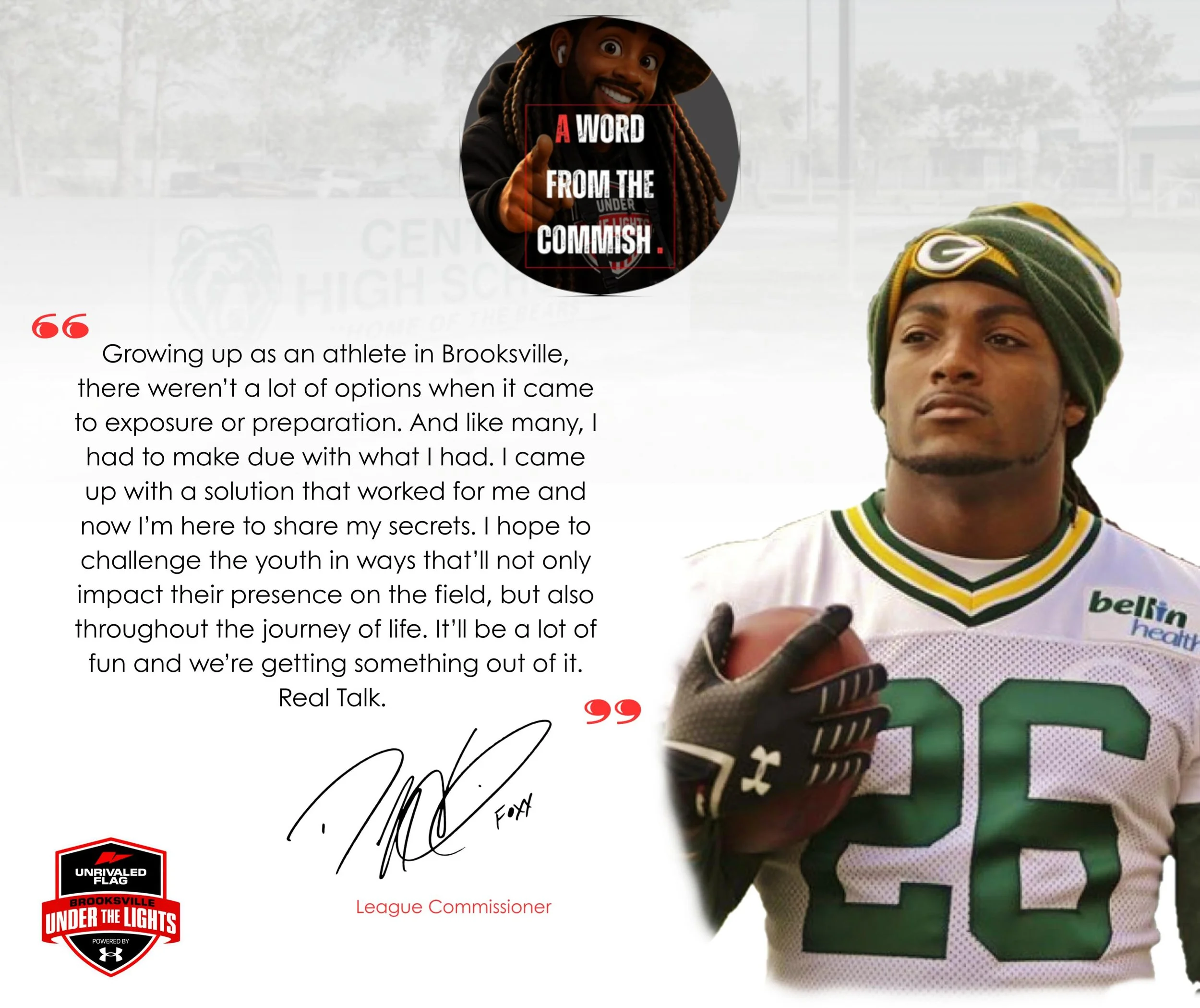 THIS IS PERSONAL. 💯

I grew up right here in Brooksville. I know what it&rsquo;s like to have the talent, the dream and the work ethic; but not always have the resources, exposure or opportunities right in front of you.

I was fortunate enough to fi