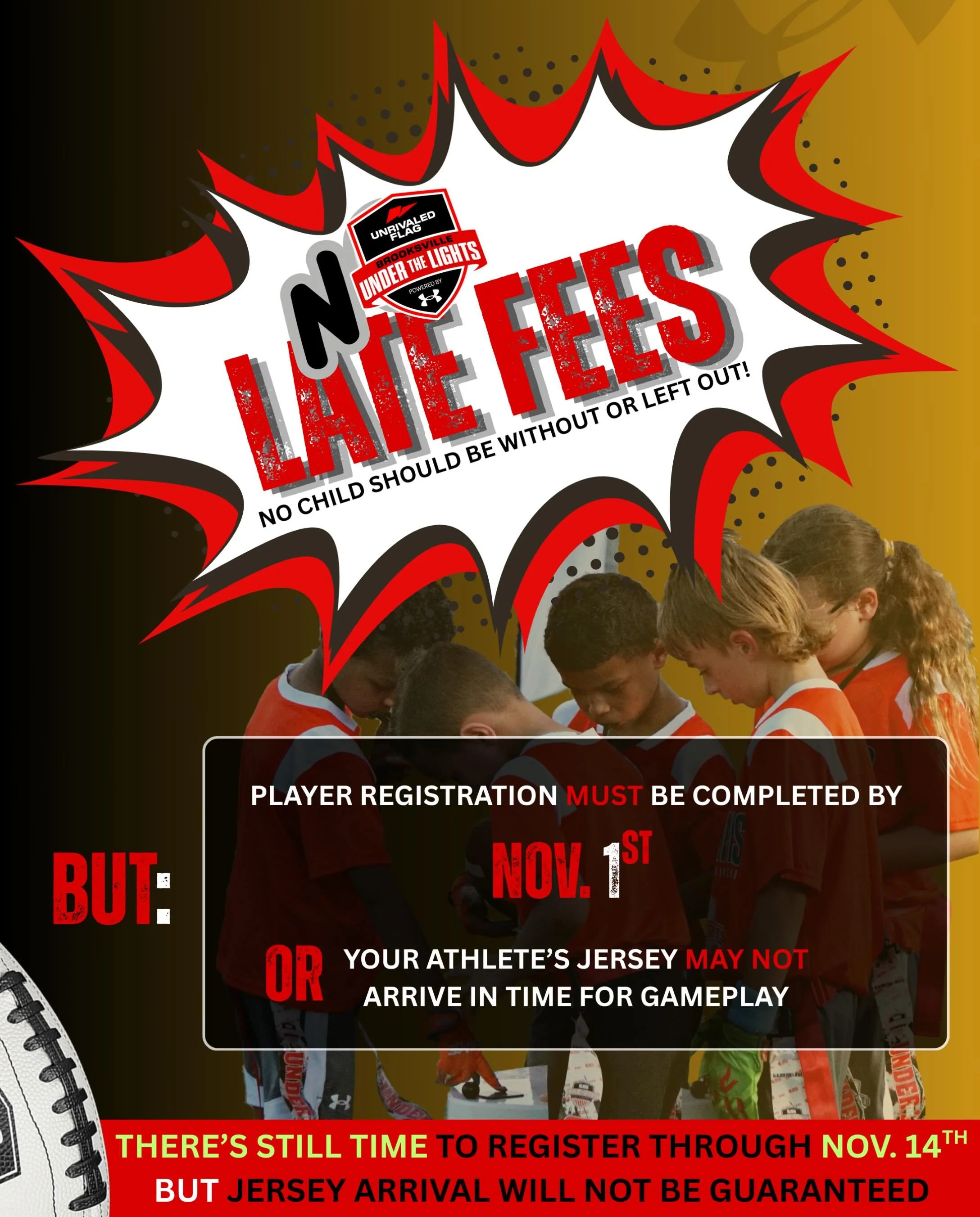 We understand that registration fees can add up, especially for families juggling multiple children, sports and everyday responsibilities.

Eliminating late registration fees is just another step toward honoring the commitment of putting our kids and