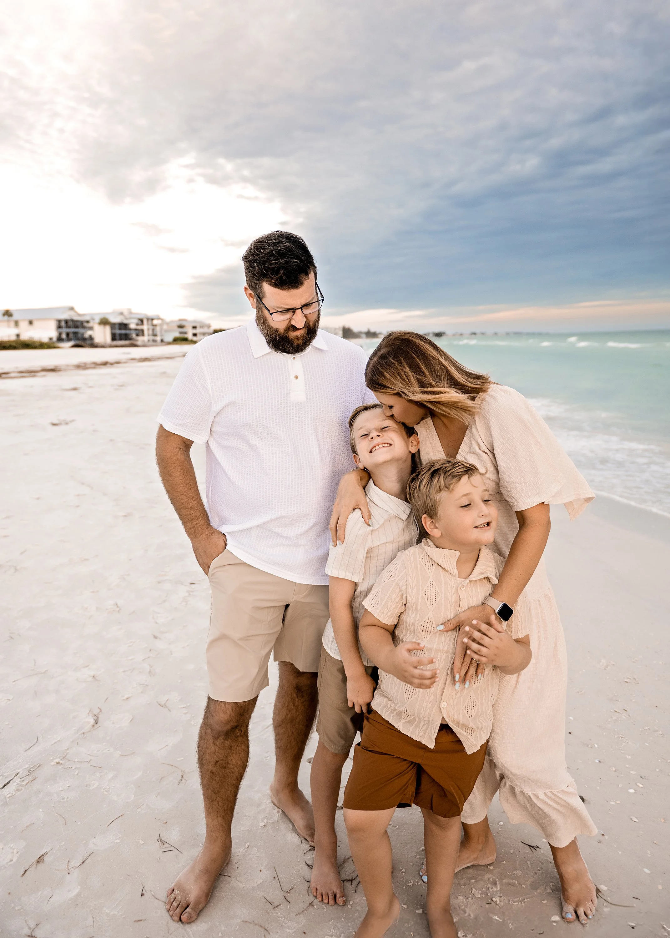 Family beach photo on Anna Maria Island, Florida