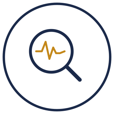 magnifying glass with a pulse/heartbeat line inside