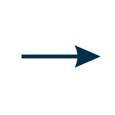 A black arrow pointing to the right with a blue outline.
