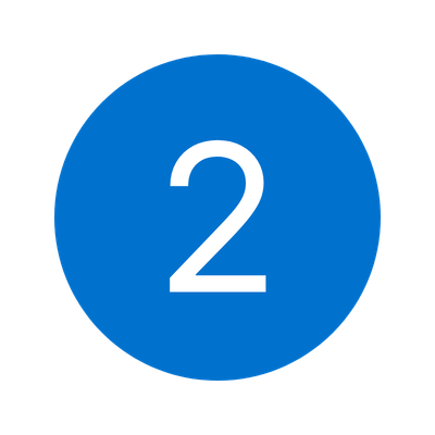 Blue circle with the number 2 in white.