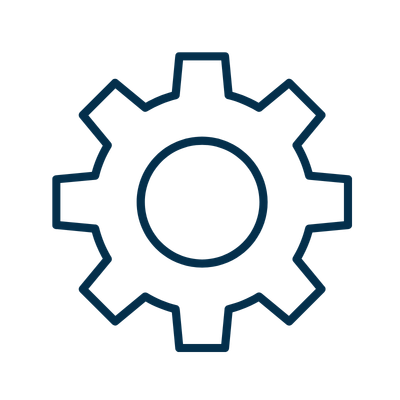 Outline of a gear with a smaller gear inside, representing mechanical or engineering concepts.