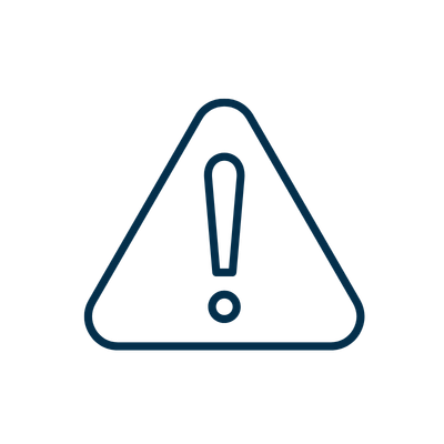 Warning sign with a triangle and exclamation mark inside.