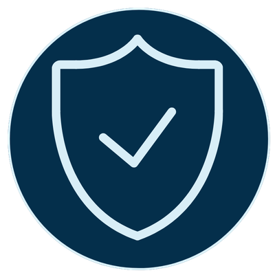 Shield icon with check mark inside