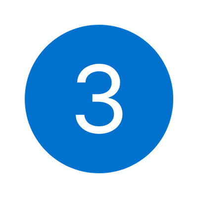 Number three inside a blue circle.