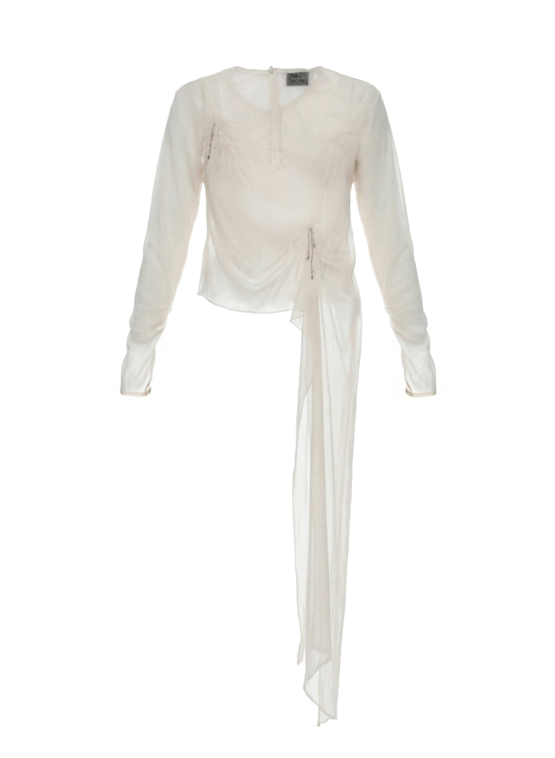 Mesh Draped Beaded Top - Ivory