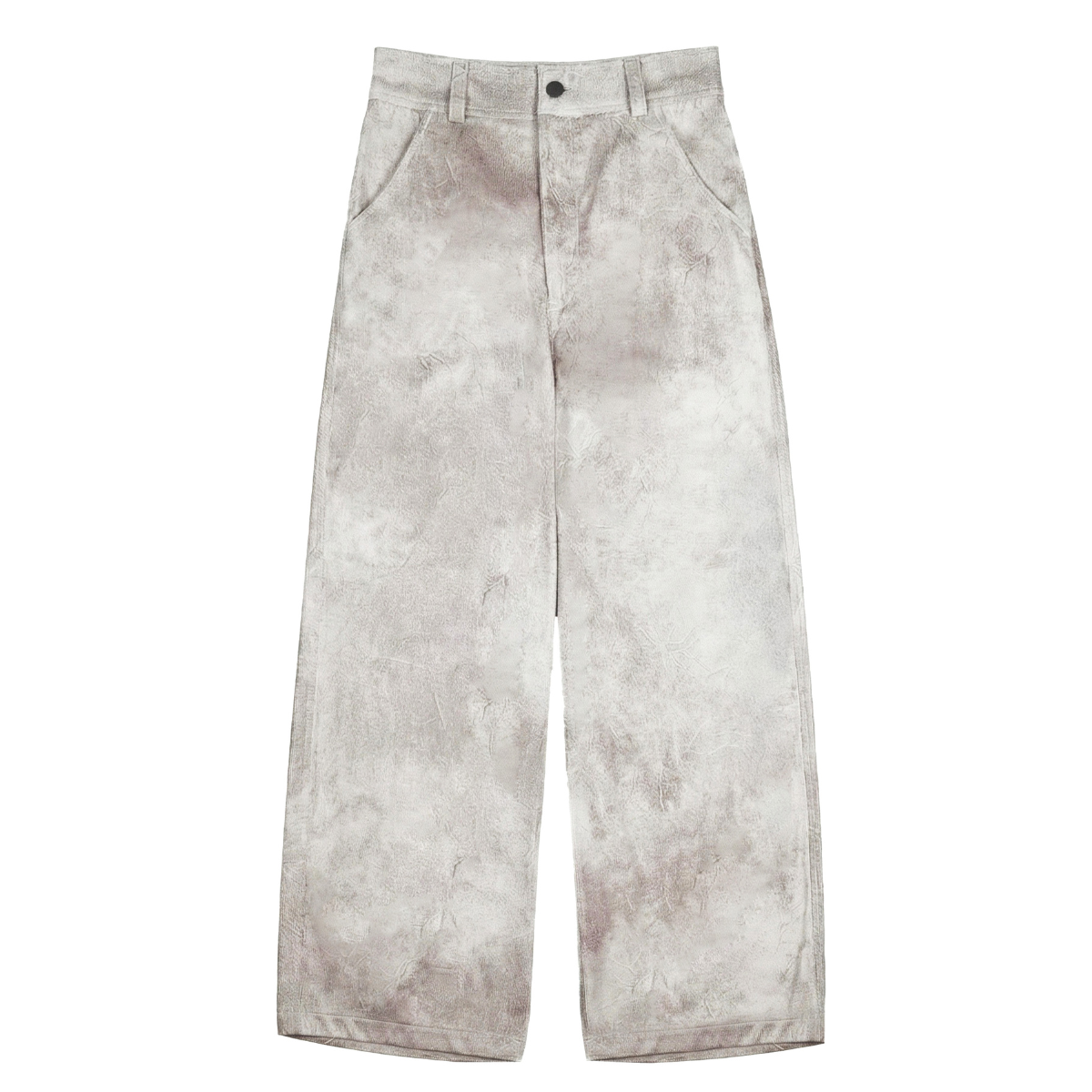 Distressed Faux Leather Pants - Ivory