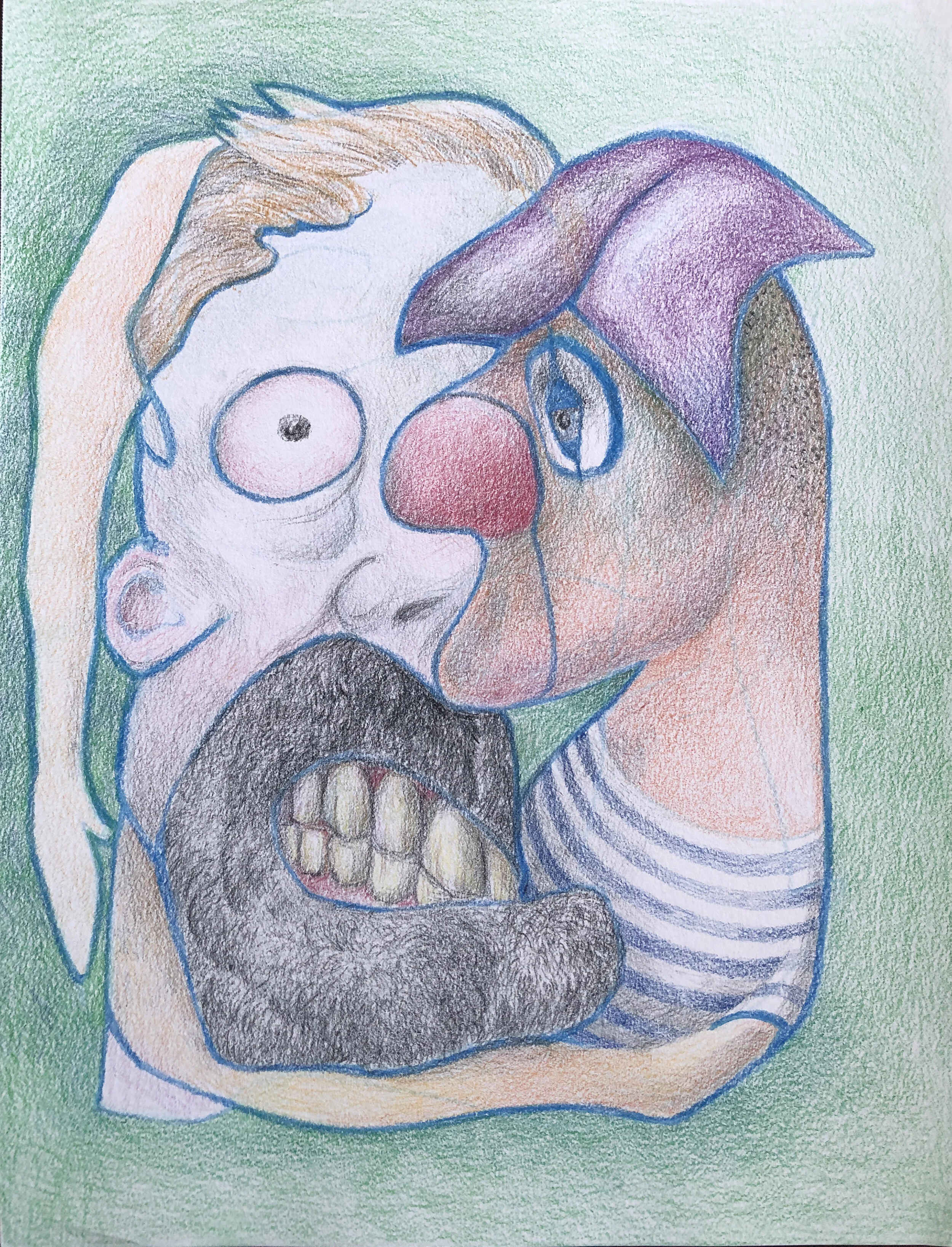 "Caught" 9" x  12" Colored Pencil on paper