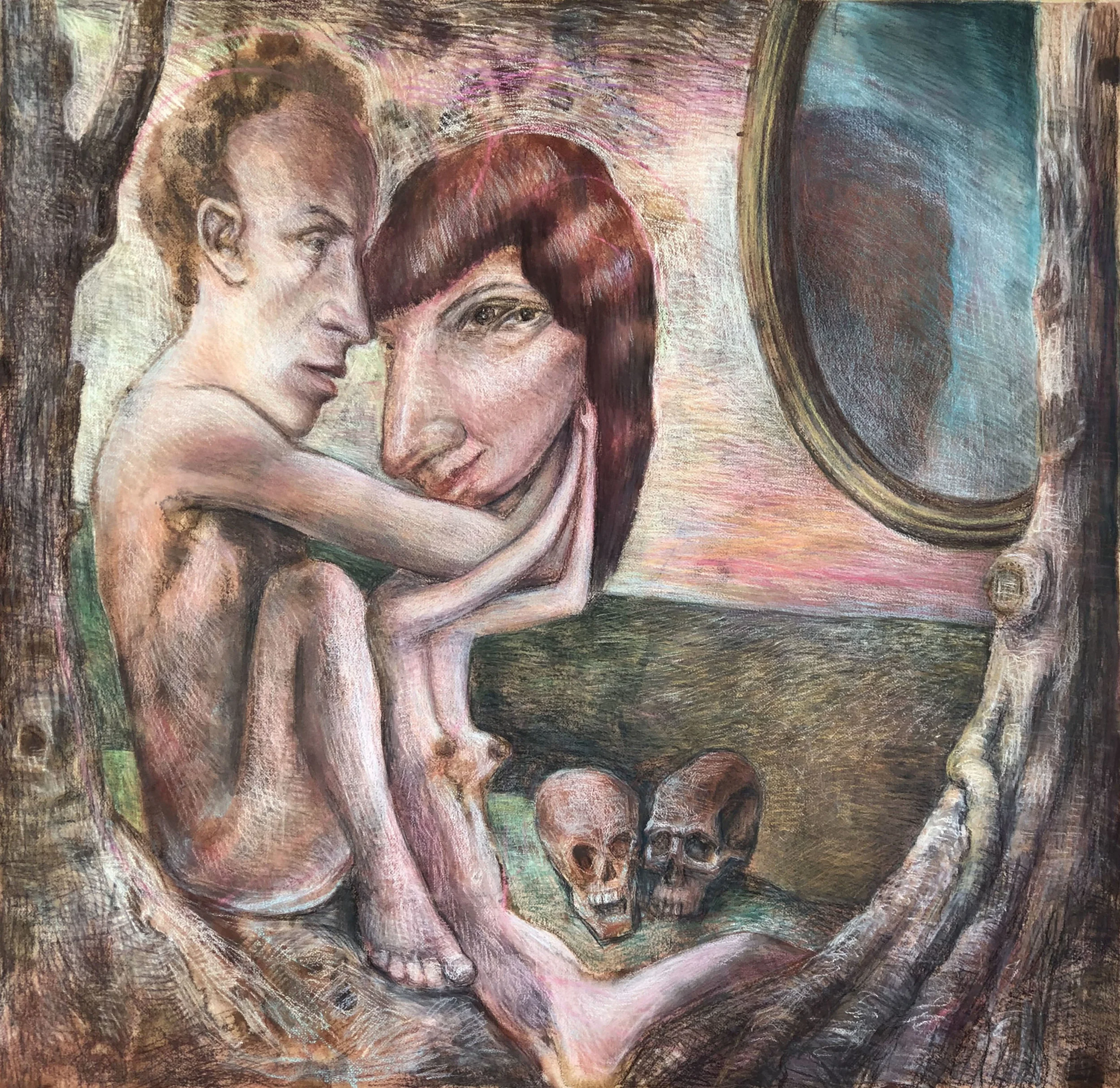 "In The Garden" 2019 42" x 44" Mixed media on paper