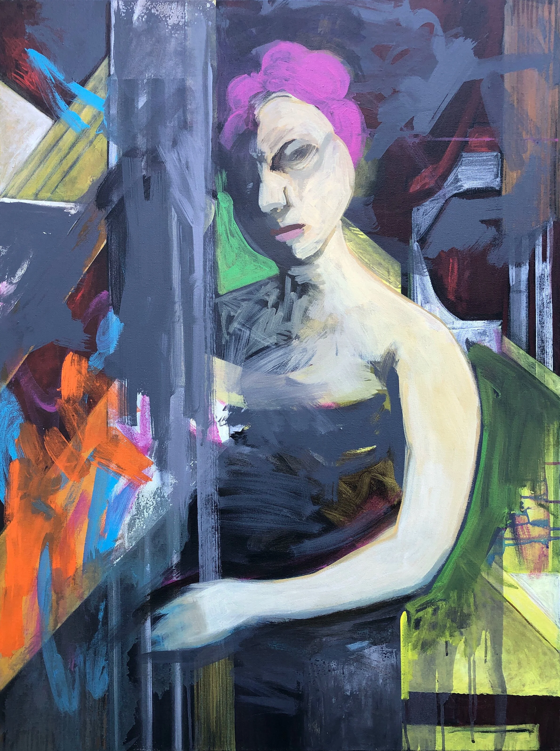 SOLD "Actress" 36" x 48" Acrylic on stretched canvas