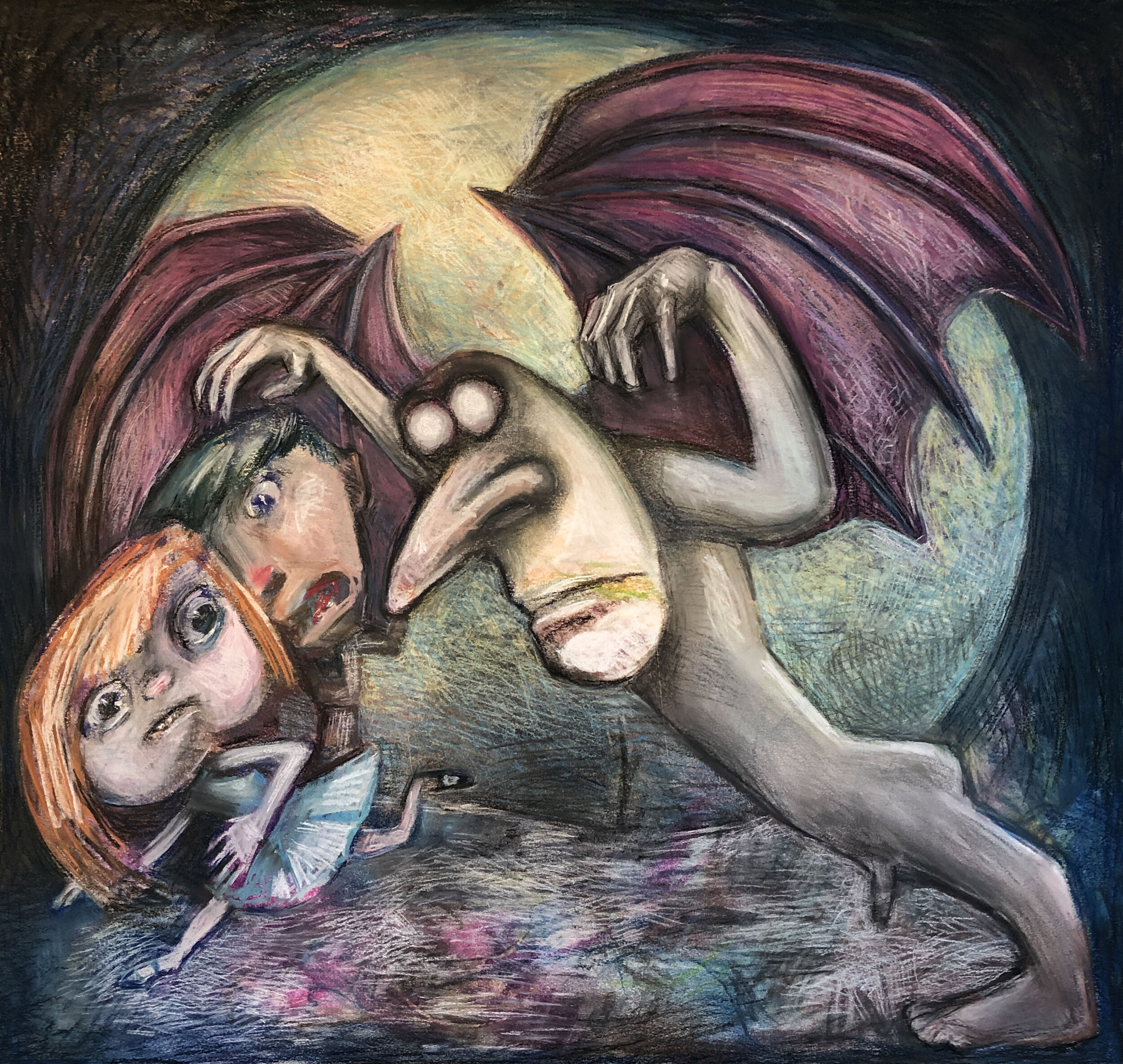 SOLD "Moon Monster" 2020 21.25" x 22.50" Pastel on paper