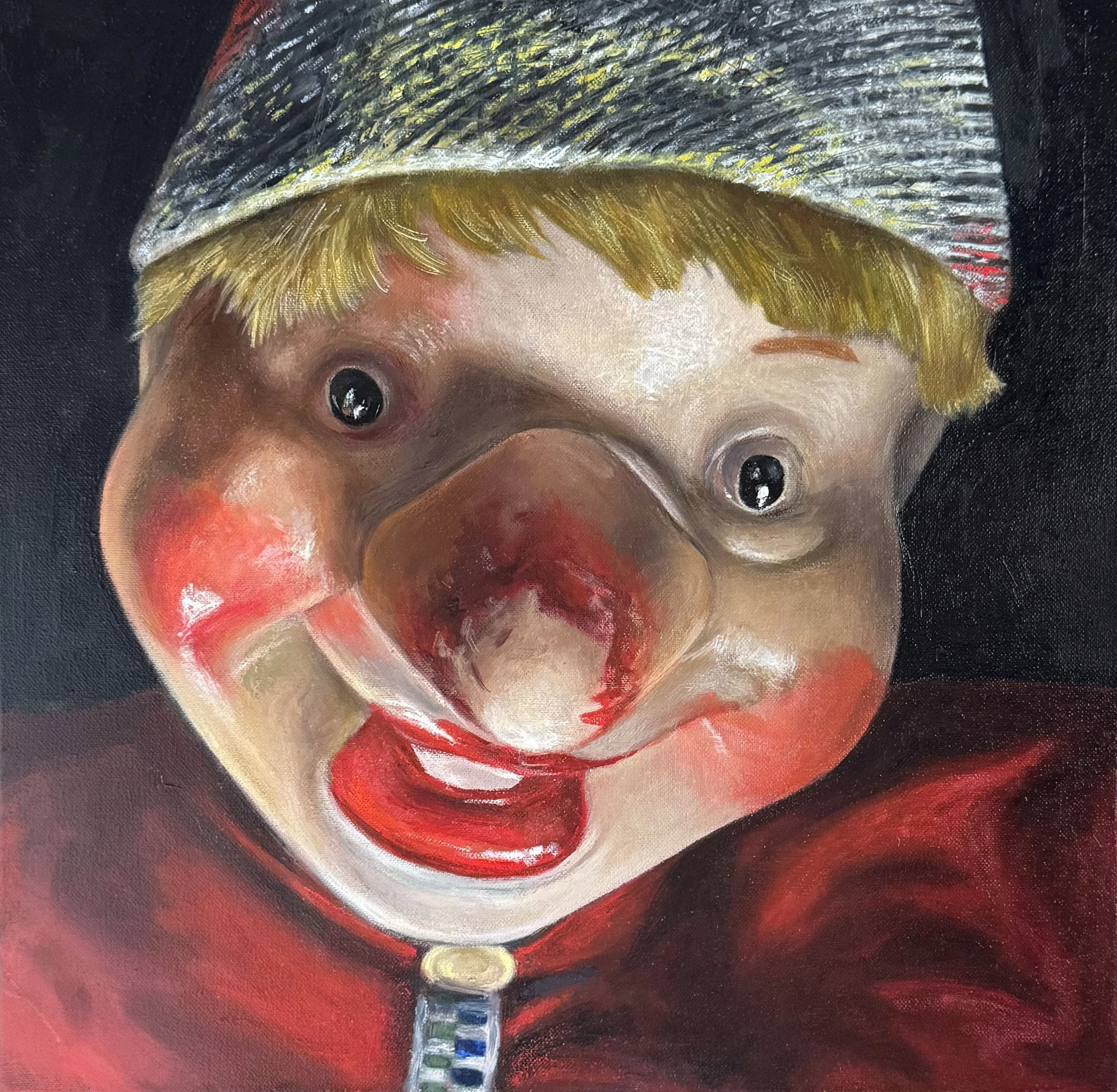 Zilch is part of Nathalie Tierce's collection of paintings titled "Manufactured Souls" figurative paintings exploring identity and  performative social identity