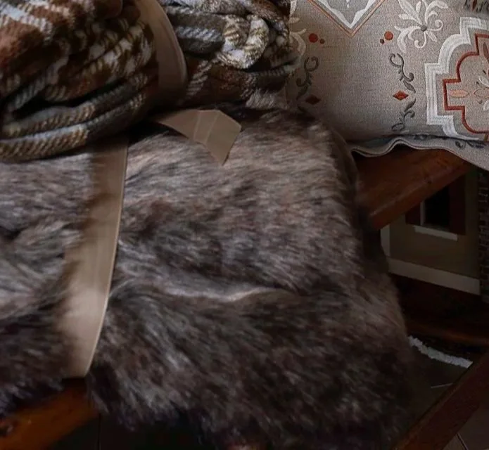 Chinchilla Faux Fur Throw