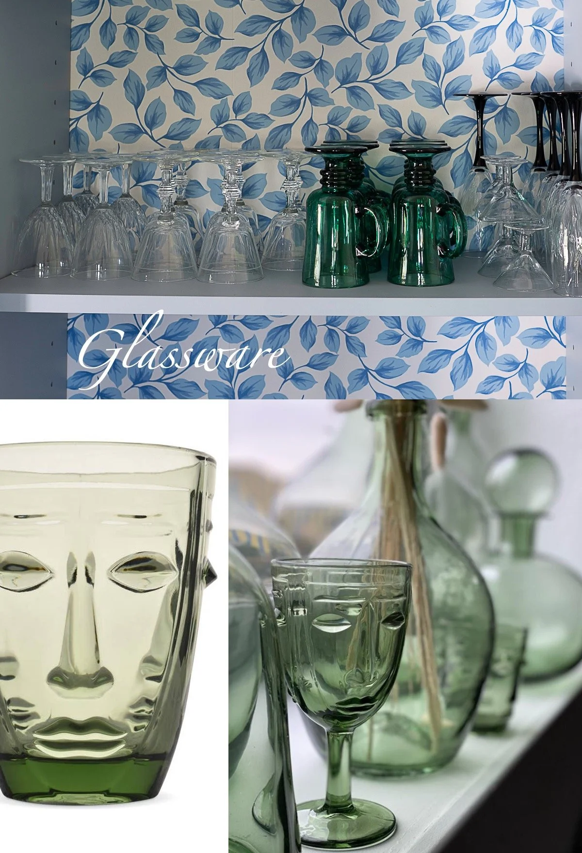 Green Face Goblet and Tumbler