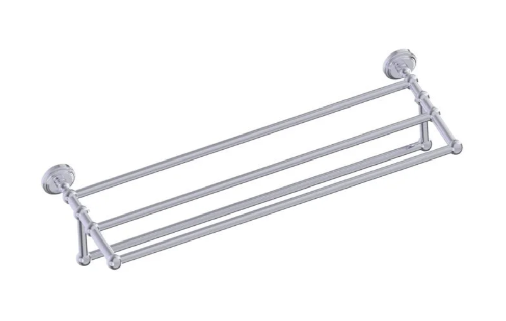 Towel Shelf w/Towel Bar Unlaq. Brass