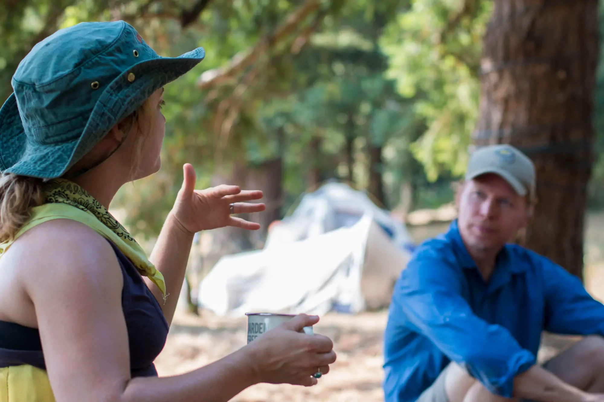 Thomas Doherty listening to community member