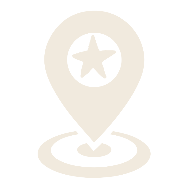 A map pin icon with a star inside, indicating a favorite or special location.