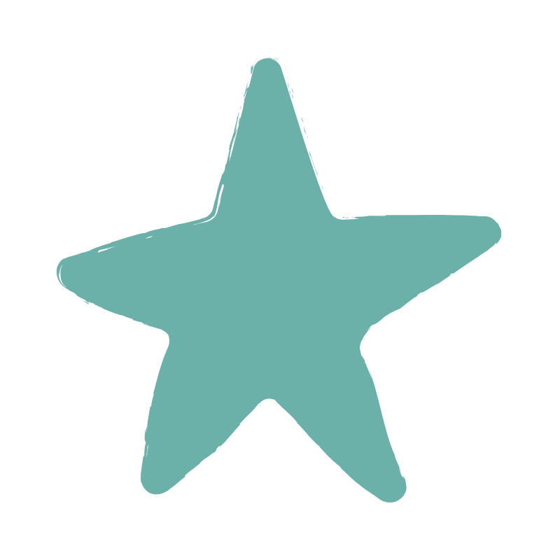 Solid light blue five-pointed star with rough edges.
