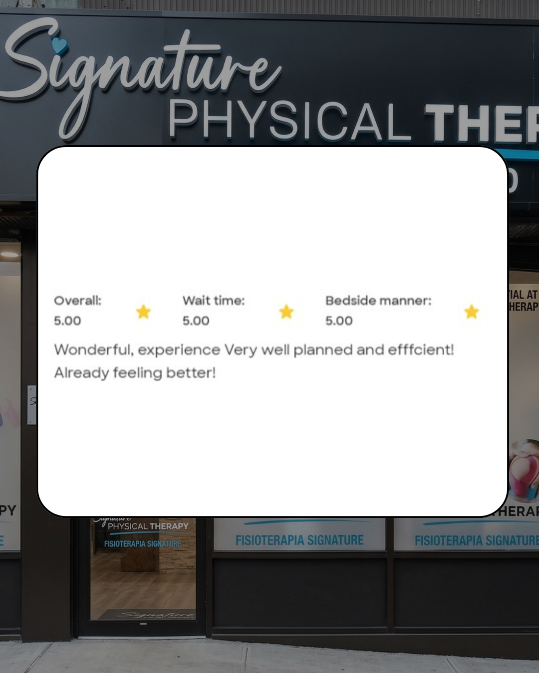 Success story for Signature PT: A patient testimonial about feeling better quickly through our well-planned recovery sessions.