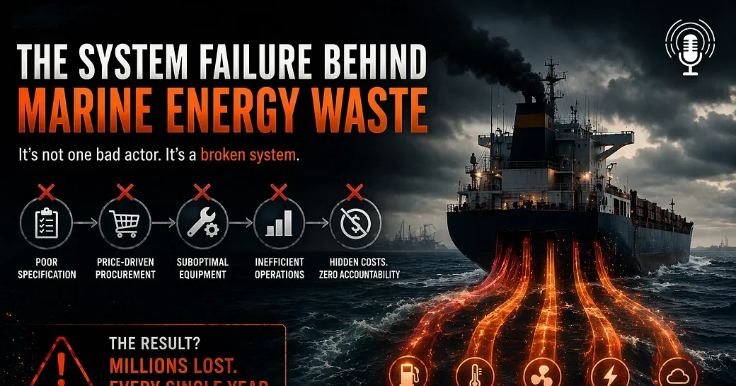 The System Failure Behind Marine Auxiliary Energy Waste – Why 30–50% Is Still Wasted in 2026