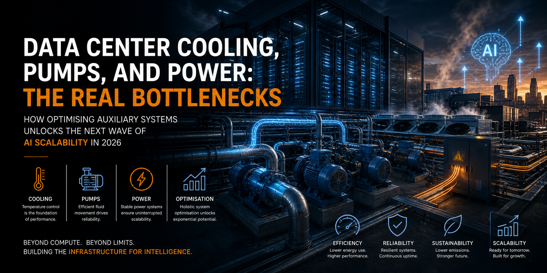 Data Center Cooling, Pumps, and Power: The Real Bottlenecks