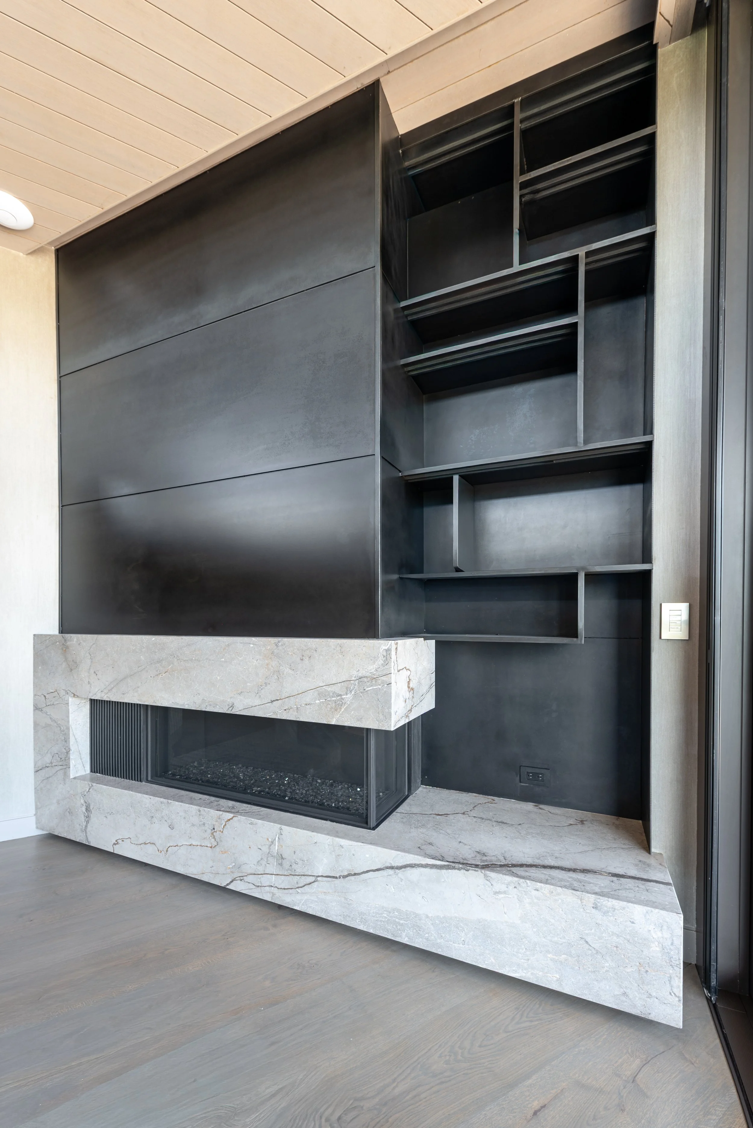 Wall cladding and custom shelves
