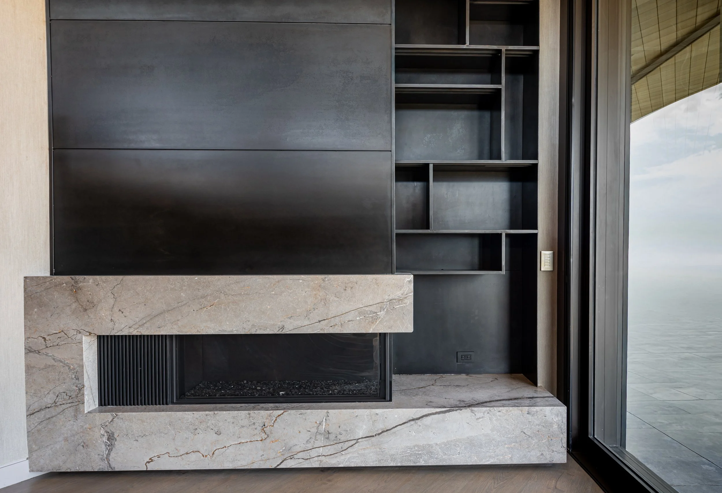 Wall cladding and custom shelves alternate angle