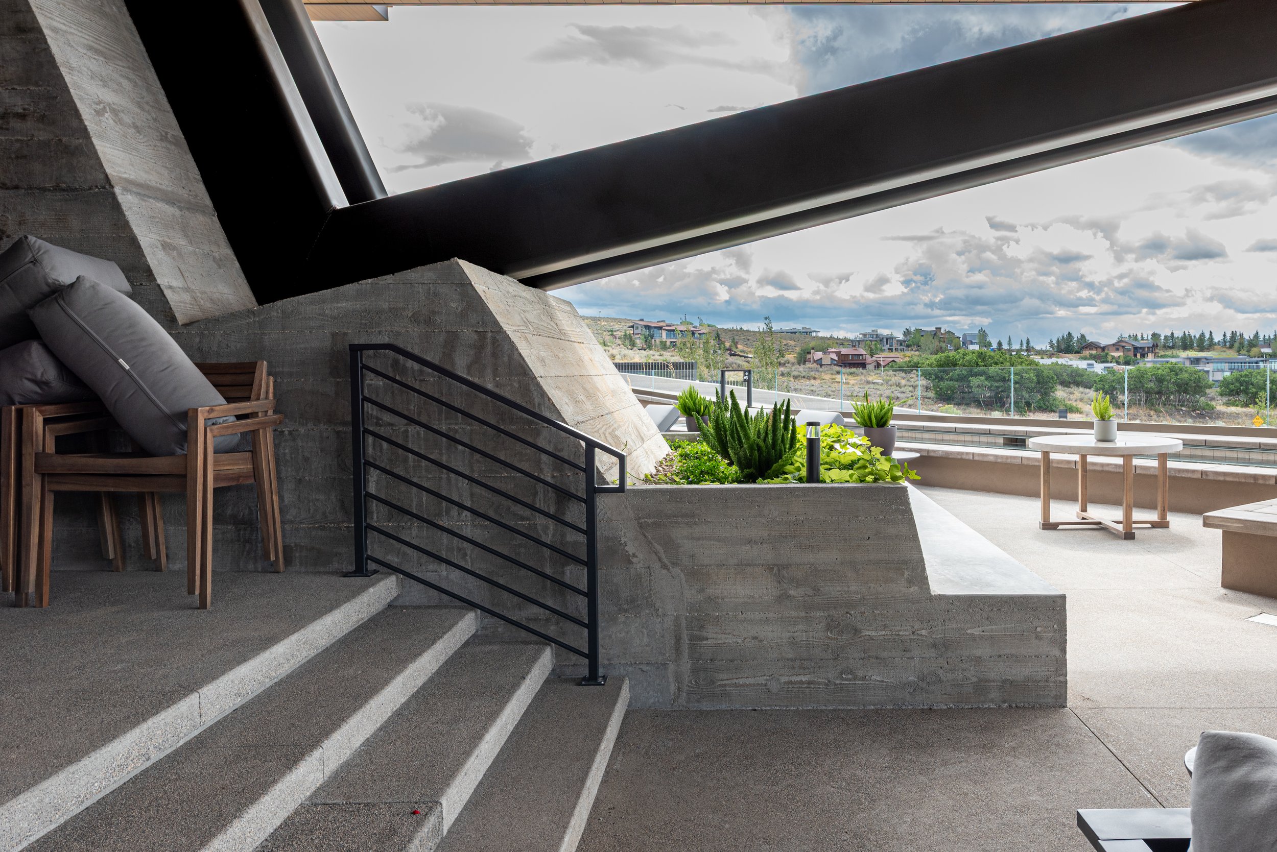Steel handrail close up image