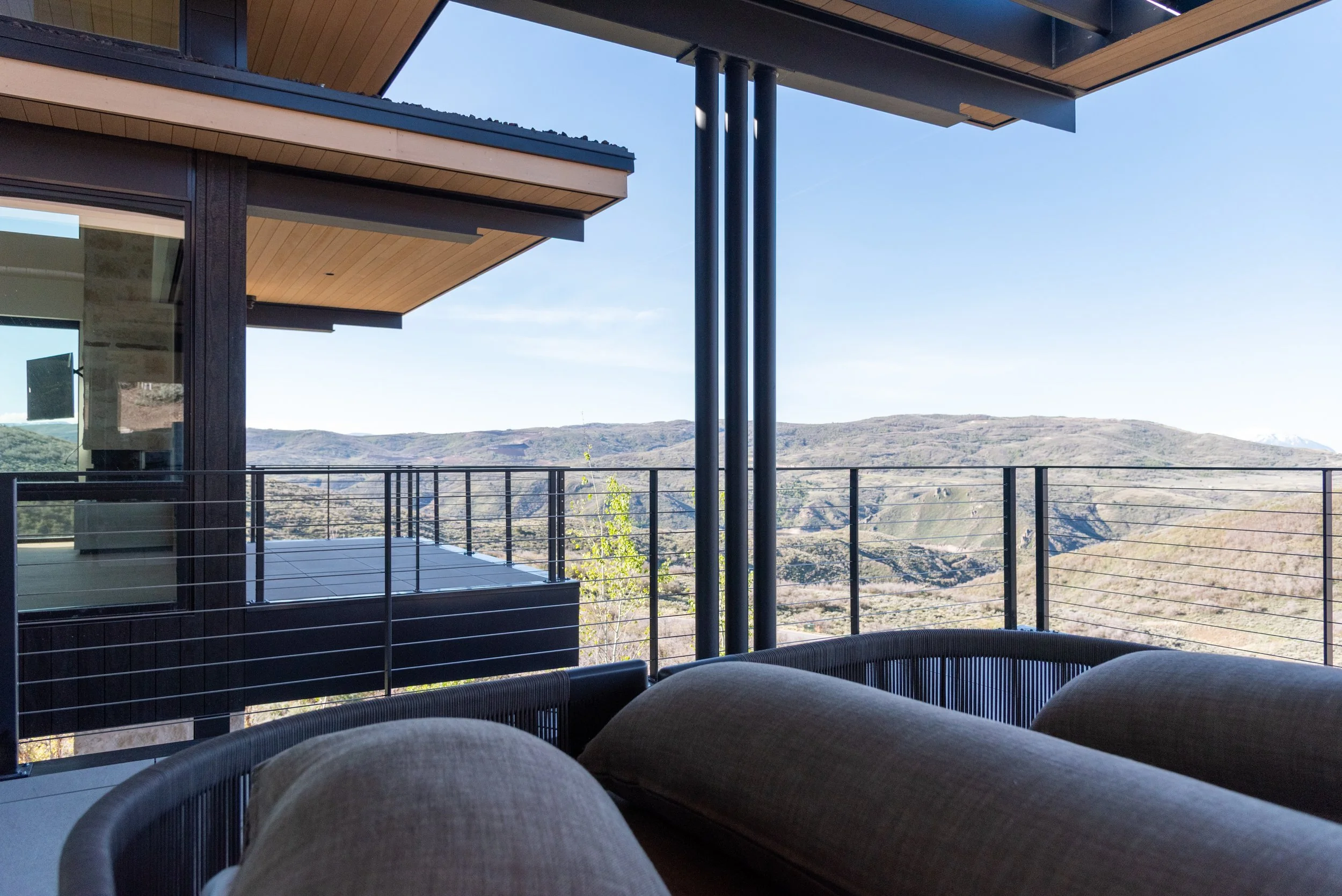Custom steel deck handrails mountain view