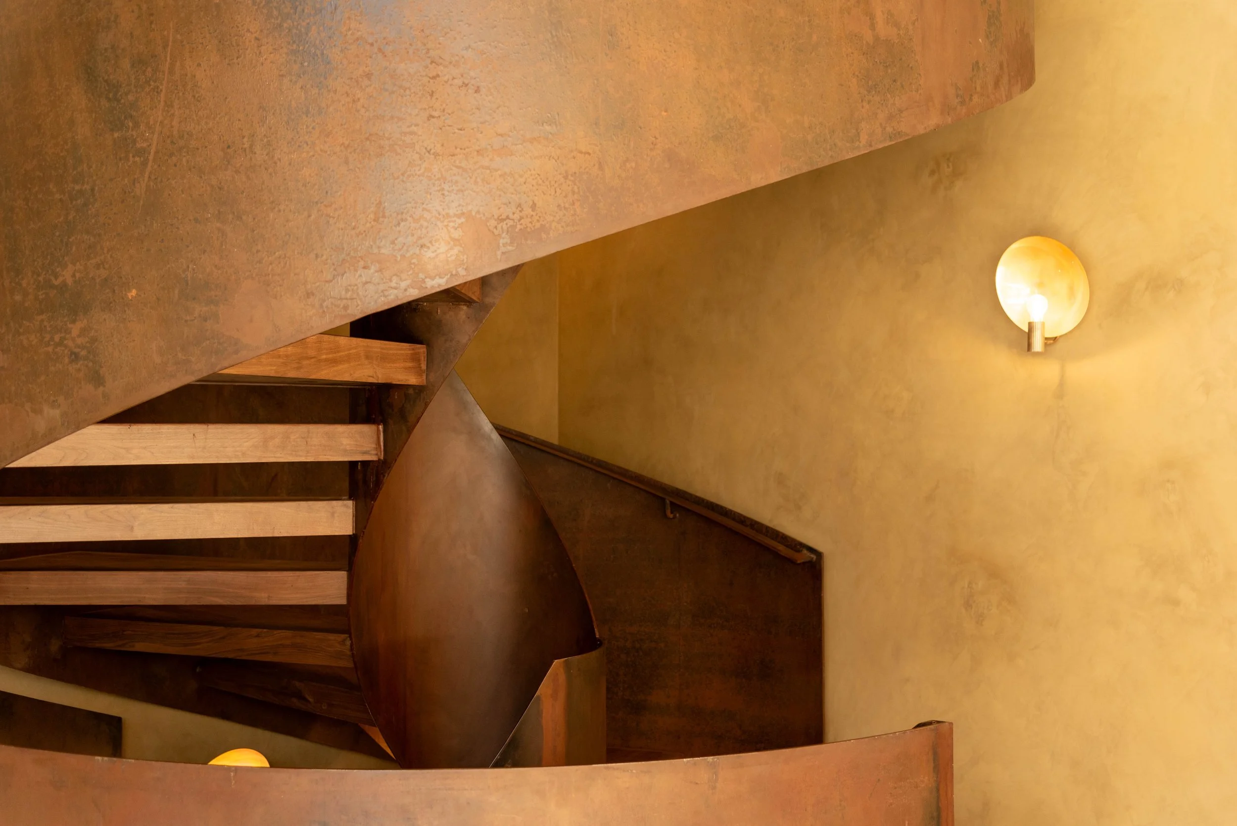 Detail of rustic rust and wax finish