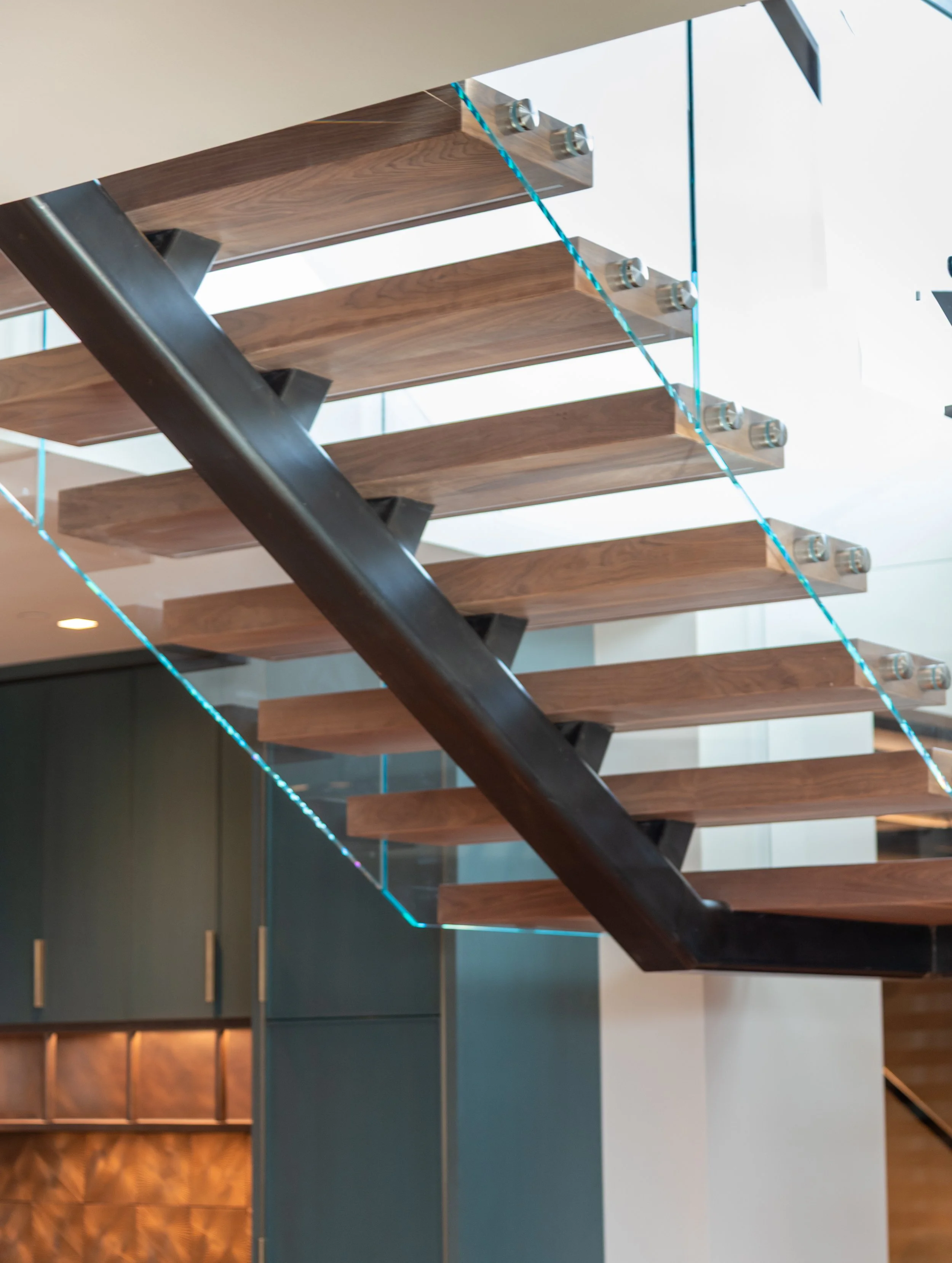 Steel stair structure detailing stringer and risers