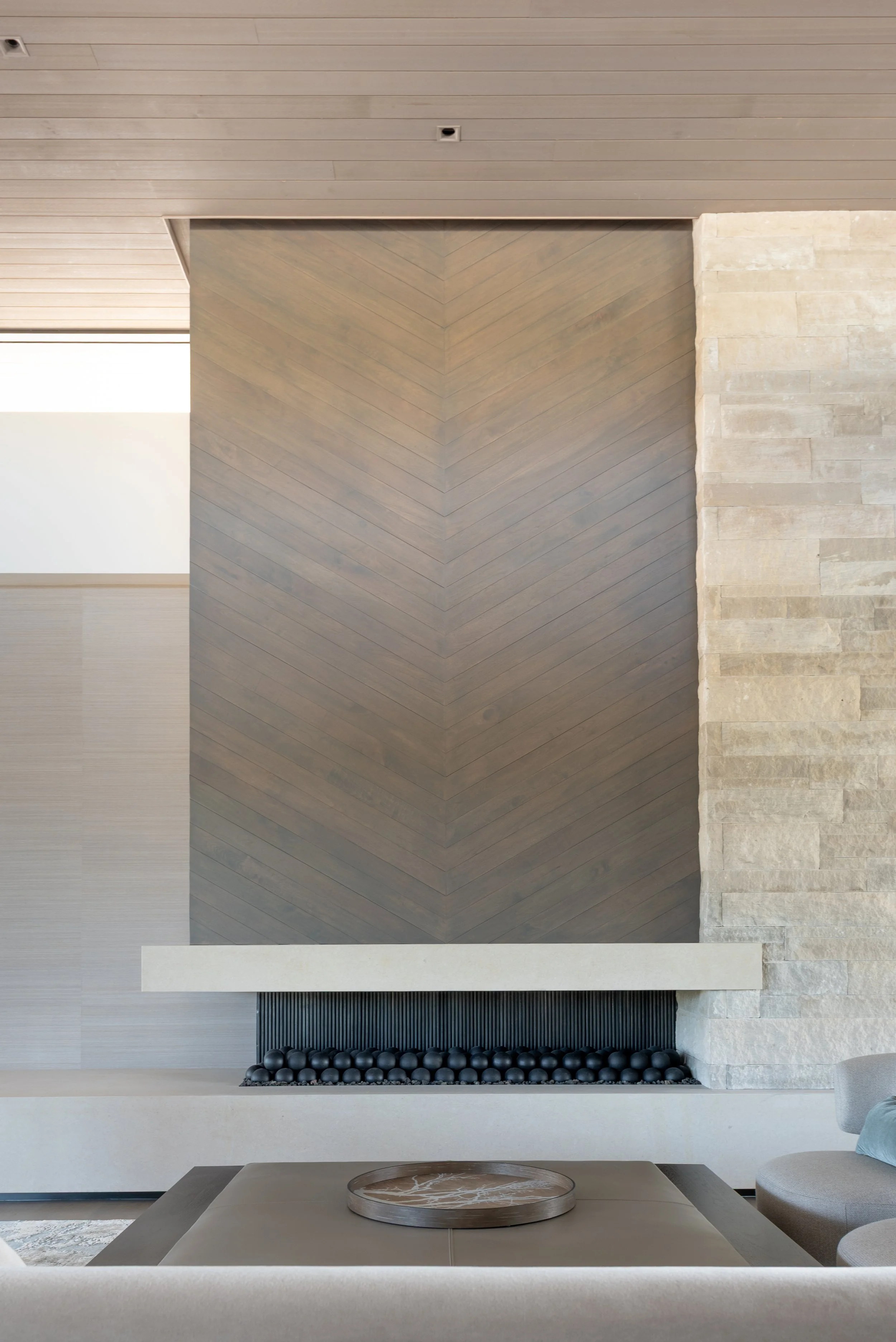 Steel fireplace reeds alternate view