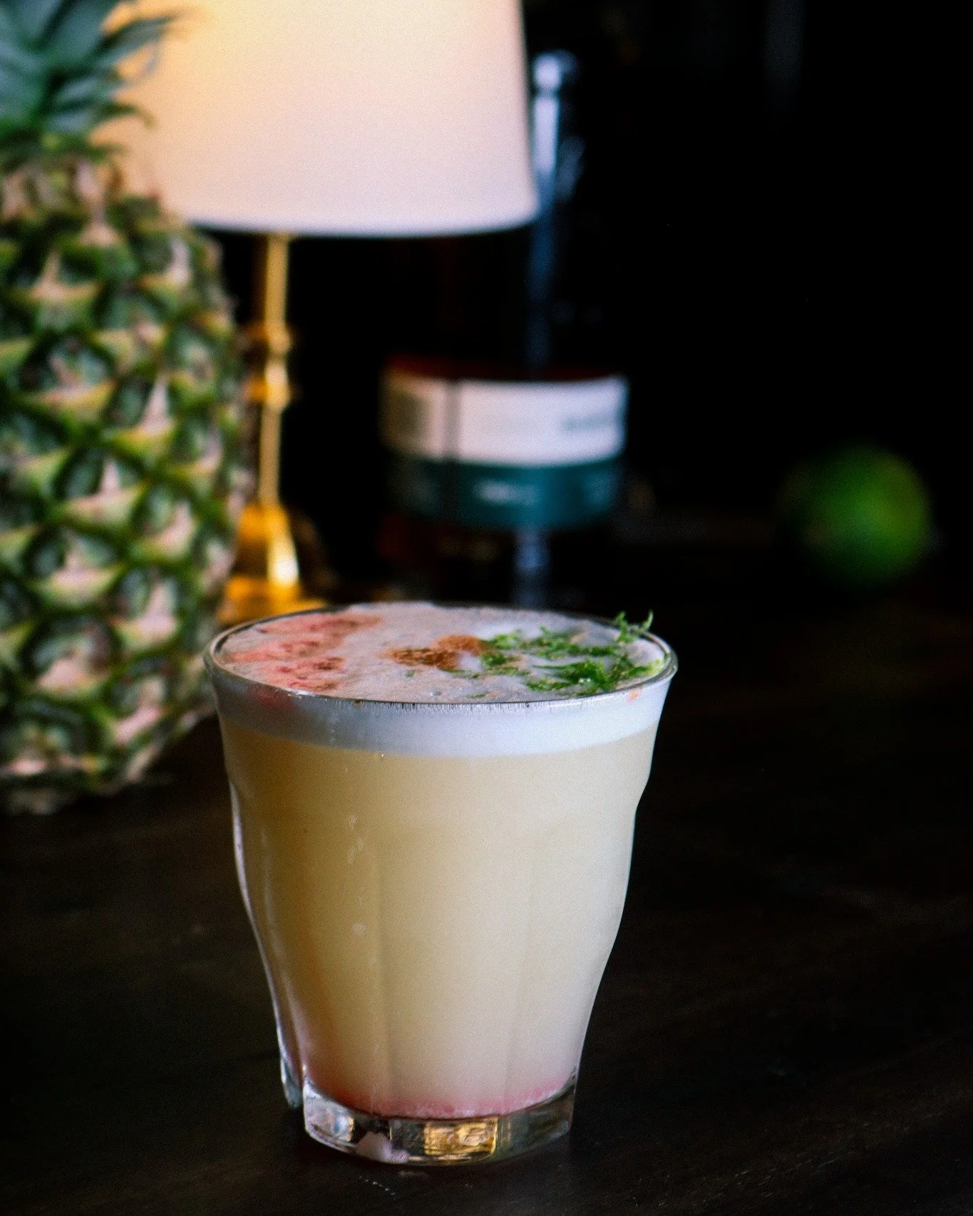 The Pisco Sour originated in Peru in the early 1920s &mdash; but egg white foam in cocktails is a craft that spans continents and centuries.
At Pantitl&aacute;n, we borrow the technique and make it our own: pisco, tequila blanco, fresh lime, and bitt