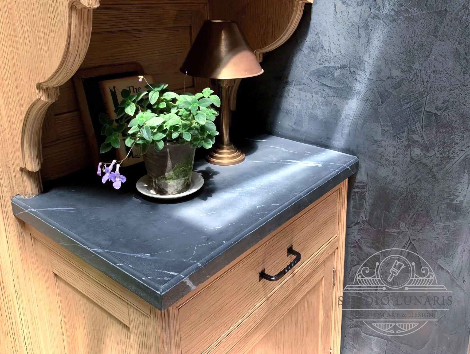 Faux painted pietra stone countertop