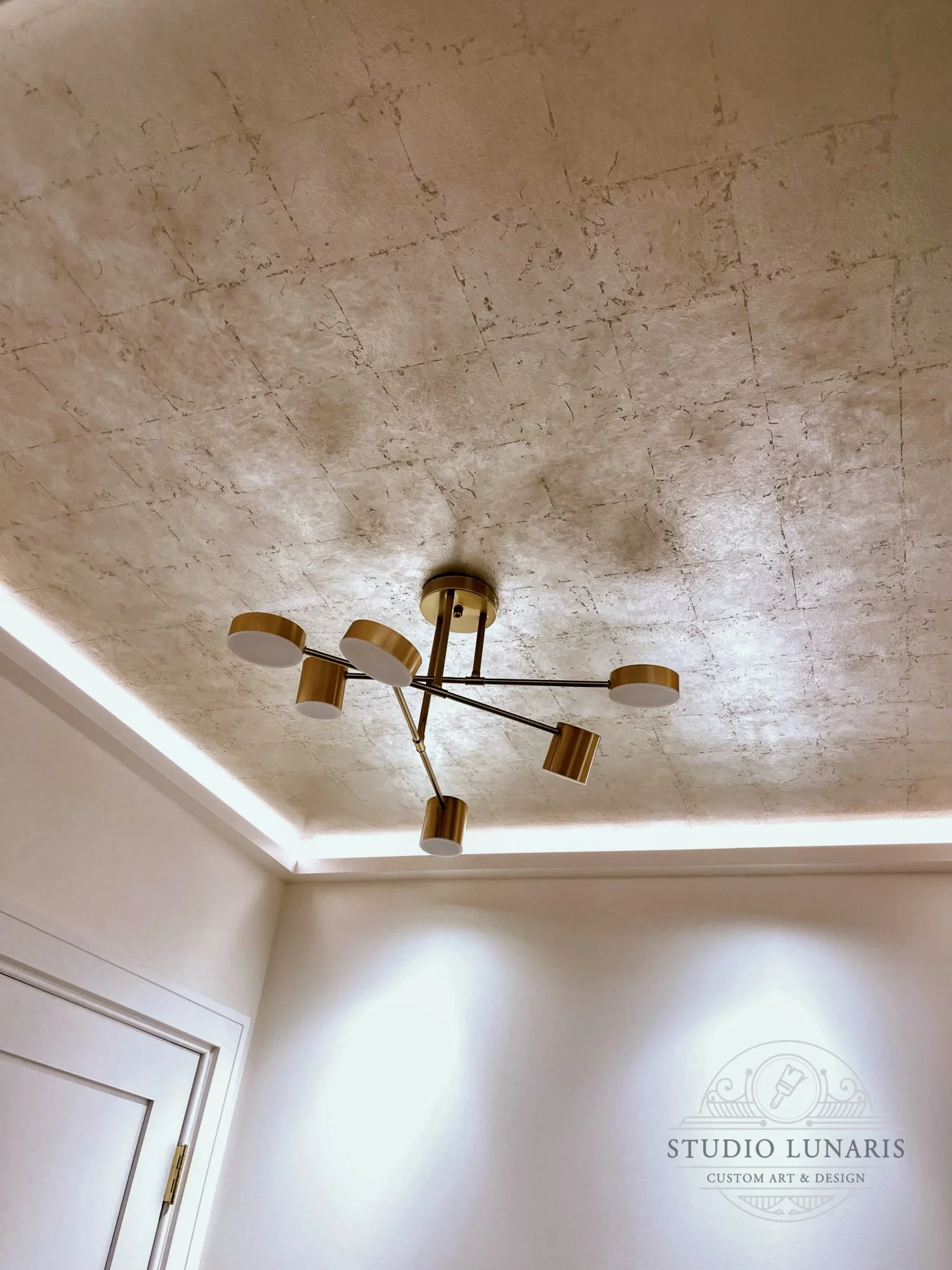 Butler's pantry silver patina ceiling