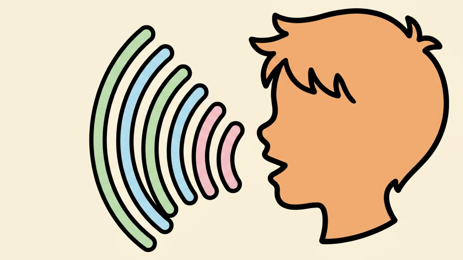 A cartoon illustration of a person speaking or shouting, with sound waves emanating from their mouth.