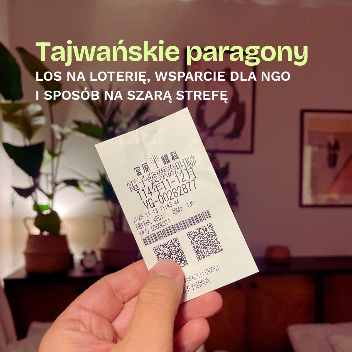 Paragony na Tajwanie: los na loterię, wsparcie dla NGO i sposób na walkę z szarą strefą