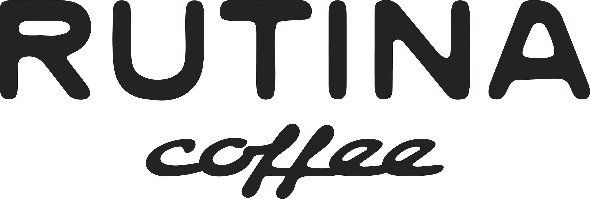 The text reads 'ROUTINA Cafe' in large bold font with a casual cursive font for 'Cafe'.