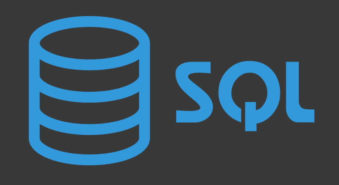 Icon of a database with the letters 'SQL' to its right on a dark background.