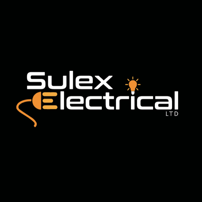 Logo of Sulex Electrical featuring a stylized orange power plug, a light bulb, and the text 'Sulex Electrical LTD' on a black background.