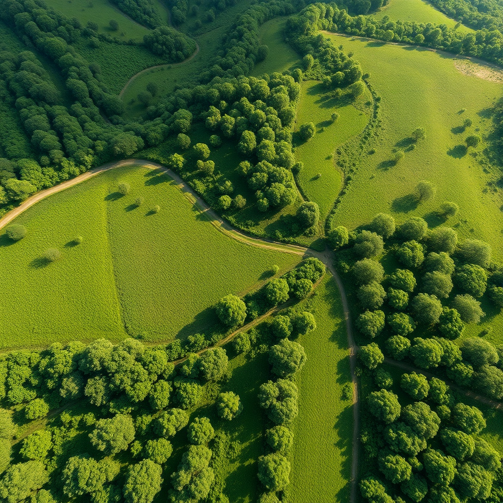 Aerial view of lush green farmland in Kenya highlands