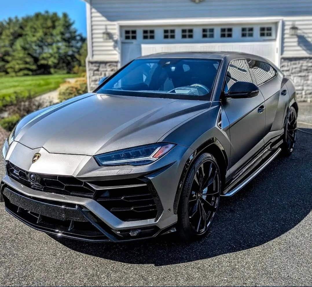 A matte grey Lamborghini Urus after a professional ceramic coating and mobile detailing service in Harford County, Maryland.