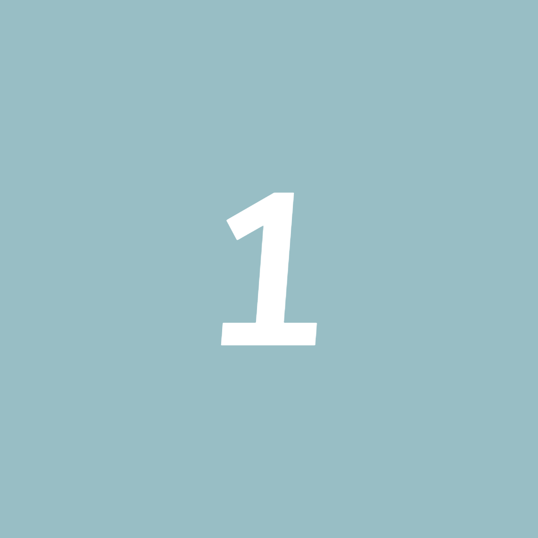 A light blue background with a white number 1 in the center.
