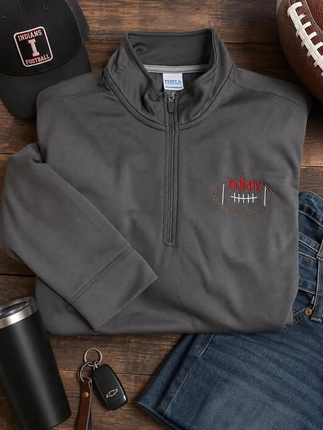 Indians 1/4 Zip LC Embroidered Pullover
