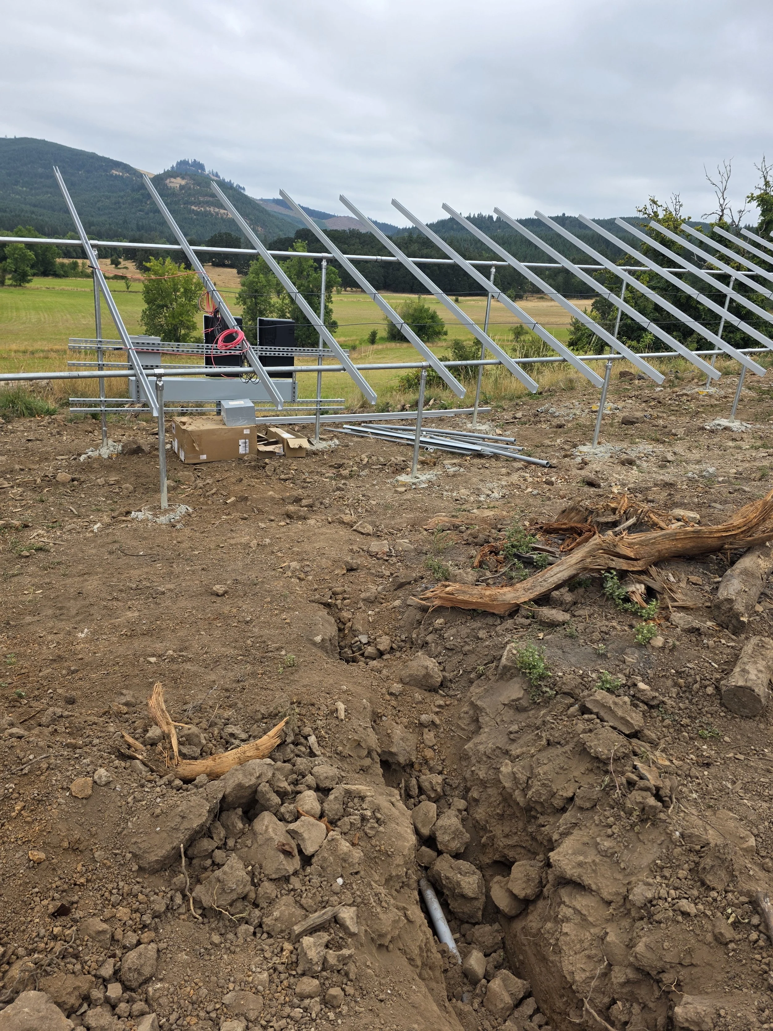 Trenching power for a Solar system Jefferson Oregon. 