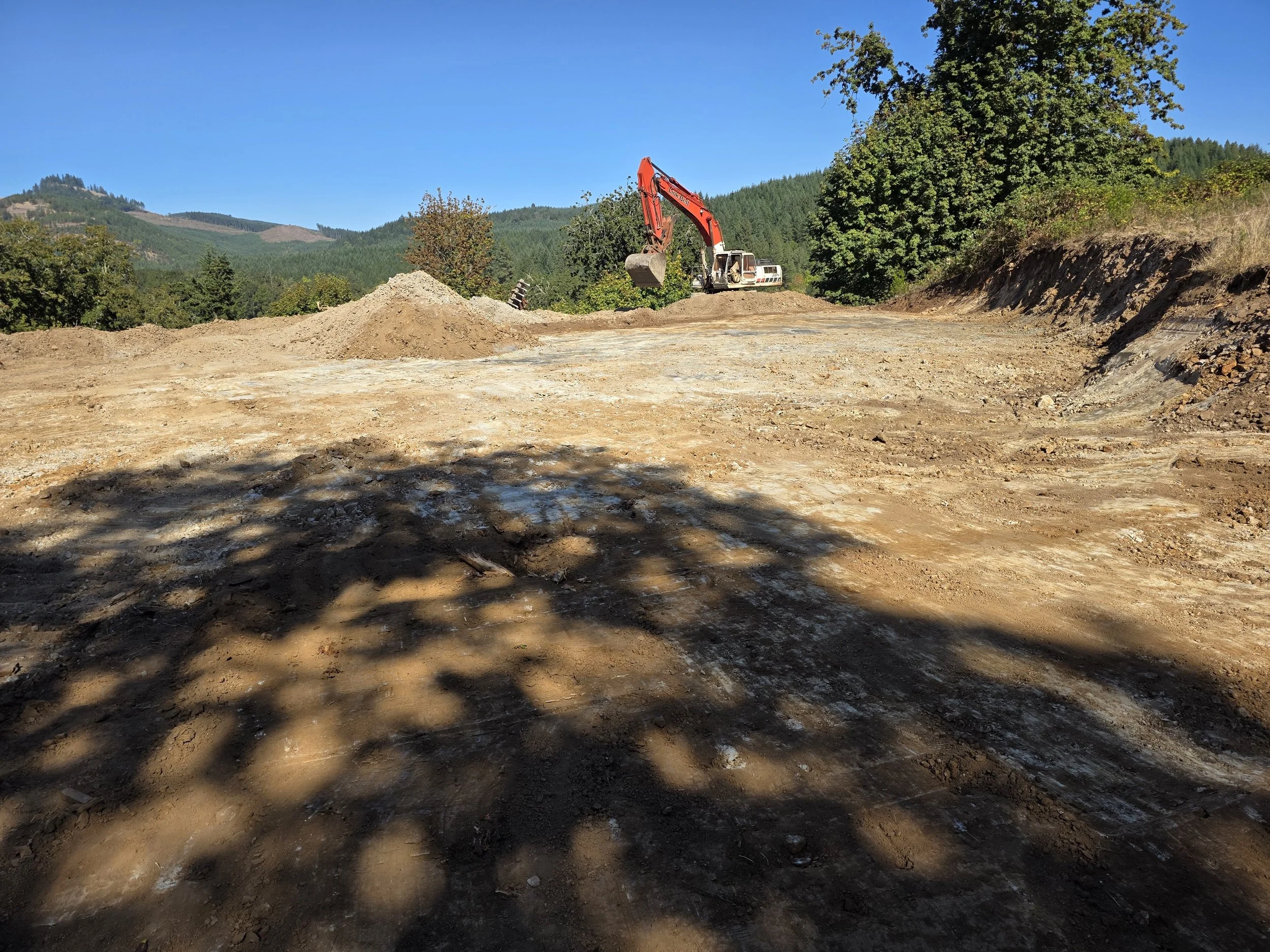 Site prep and grading and leveling in Carlton Oregon.